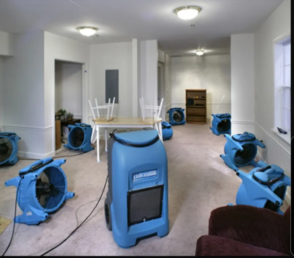 Air movers and dehumidifier setup for Water Damage Restoration in Sweetwater